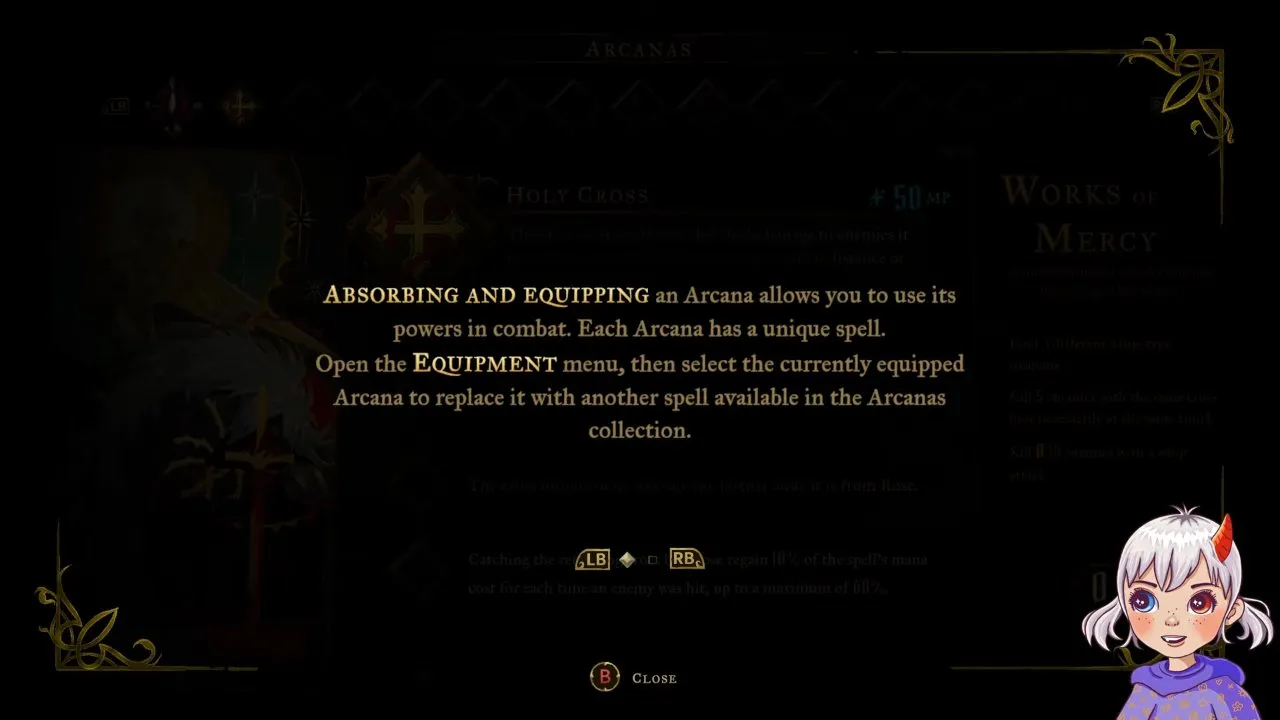 Castlevania: Belmont's Curse tarot cards equipment tutorial explaining how to replace the equipped Arcana